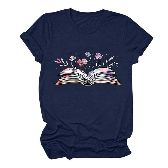 PVCS Womens Tops Women's Fashion Crewneck Printed Short Sleeve Tshirt Casual Loose Shirt Tops