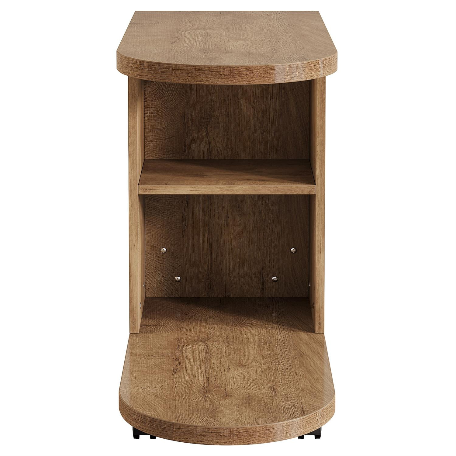 Demi Bonn 27" C-Shaped End Table, Modern Wooden Look, Storage Ottoman, End Table with Hidden Storage for Living Room, Brown