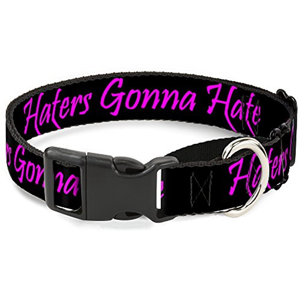 buckle-down haters gonna hate with gem black fuchsia martingale dog collar