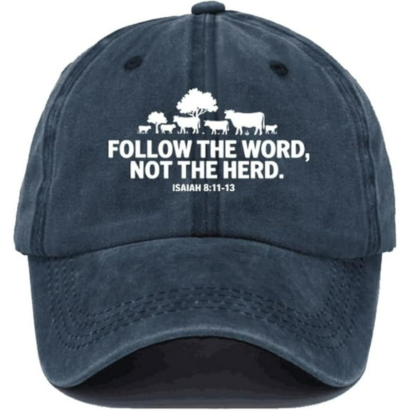 Follow The Word Not The Herd Hat, Christian Cow Cap for Women Funny Graphic Baseball Caps