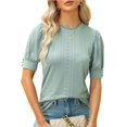 thumbnail image 2 of yillto womens summer Tshirts Ruffle Short Sleeve Crewneck Pullover Blouse Shirts cute Tunic tops, 2 of 3