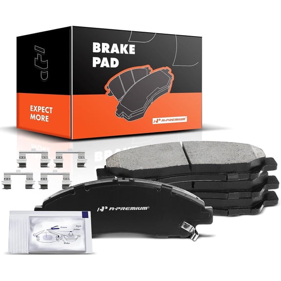 A-Premium Front Ceramic Disc Brake Pads Set Compatible with Select Acura and Honda Models - RLX 2014-2015/2017-2018, MDX 2007-2013, ZDX 2010-2013, Pilot 2009-2015, with Hardware, 4 Pcs