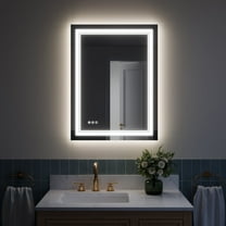 ANGELES HOME 24x32 inch LED Bathroom Vanity Mirror with Lights, Wall Mounted Lighted Bathroom Mirror with Anti-Fog, 3 Colors Dimmable Touch Lighted Makeup Vanity Mirror, Horizontal/Vertical