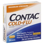Contac Cold + Flu Maximum Strength Caplets Nasal Decongestant/Pain Reliever - Fever Reducer/Antihistamine 24 Ct