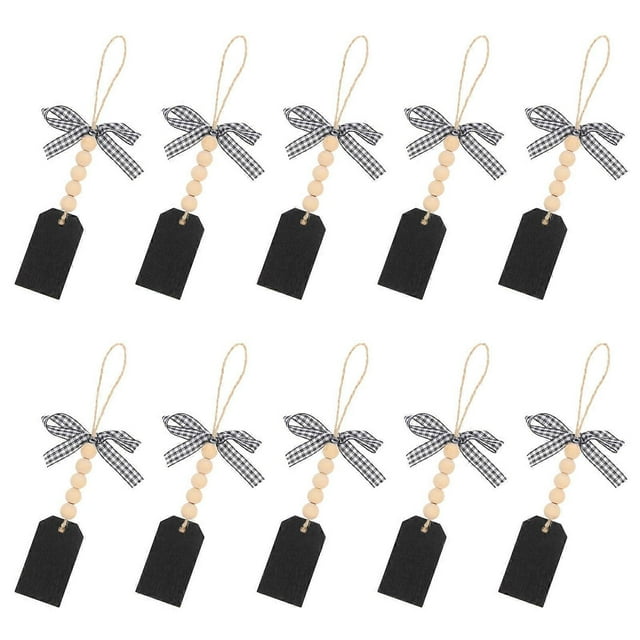 Wooden Chalkboard Labels 10Pcs Office Decor Double-Sided Writing 19X3.1Cm Black For Message Leaving