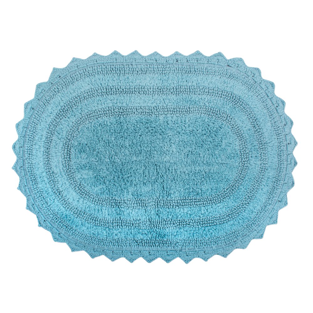 Design Imports Oval Crochet Bath Mat, Small, 100 Cotton, Multiple