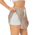 thumbnail image 3 of Lsque Beige Sparkling Glitter Printed Women's Running Shorts with Liner Pockets,Elastic Quick Dry Workout Athletic Gym Yoga Shorts,Womens High Waist Shorts-Large, 3 of 9