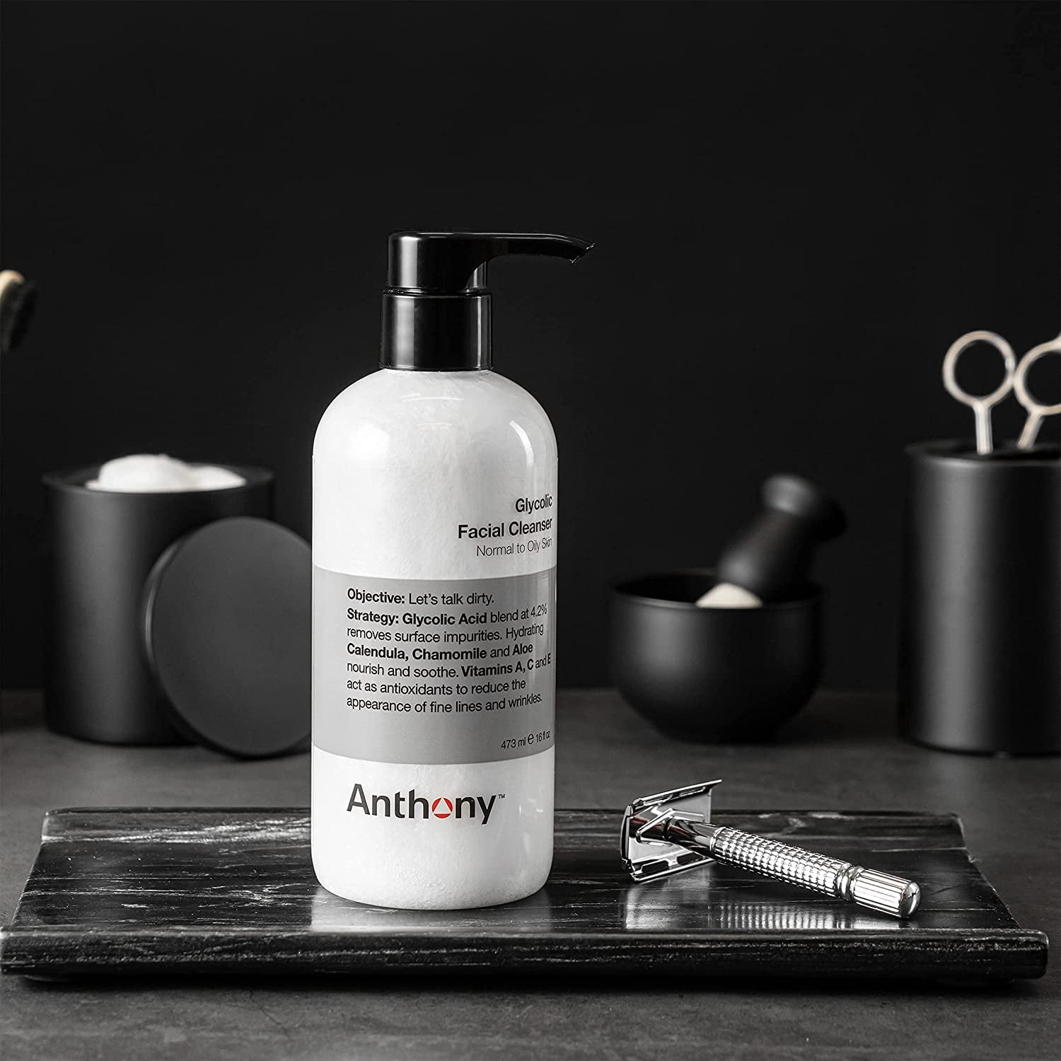 Anthony’s Glycolic Facial Cleanser for Men – Daily Cleansing Face Wash and Shave Prep – Hydrating, Exfoliating, and Gentle on Sensitive Skin – Non-foaming, 16 Fl Oz Pack of 3