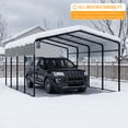 thumbnail image 3 of SnugNiture 10x15FT Heavy Duty Metal Carport, Galvanized Steel Frame & Roof, Reinforced Base Outdoor Shelter for Cars, Boats, 3 of 6