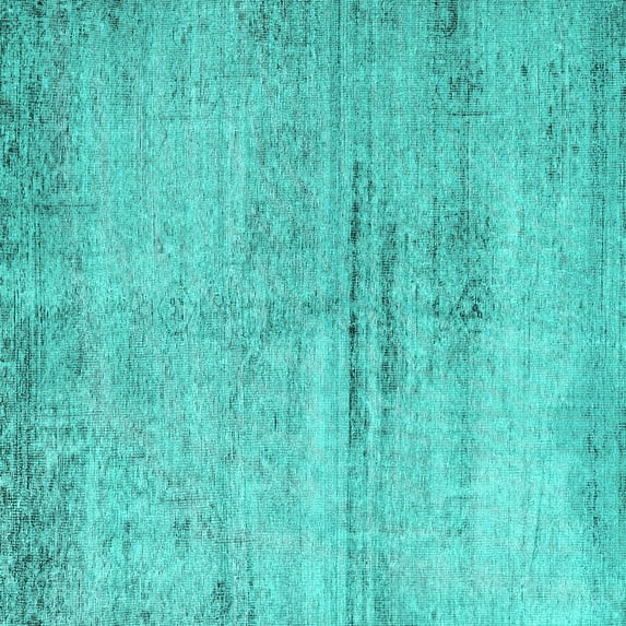 Ahgly Company Machine Washable Indoor Square Persian Turquoise Blue Traditional Area Rugs, 4' Square