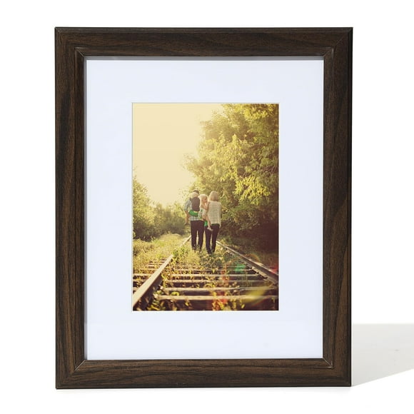 KTKDE 12x16 Picture Frame in Walnut- Use as 8.5x11 certificate frame with Mat or 12x16 Frame Without Mat -Modern Style Wood Composite Frame, with Tempered Glass - diploma frame Formats for Wall