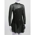 thumbnail image 2 of Kaerm Girls Long Sleeves Rhinestones Figure Ice Skating Roller Skating Kids Shiny Sheer Mesh Ballet Black 6, 2 of 6