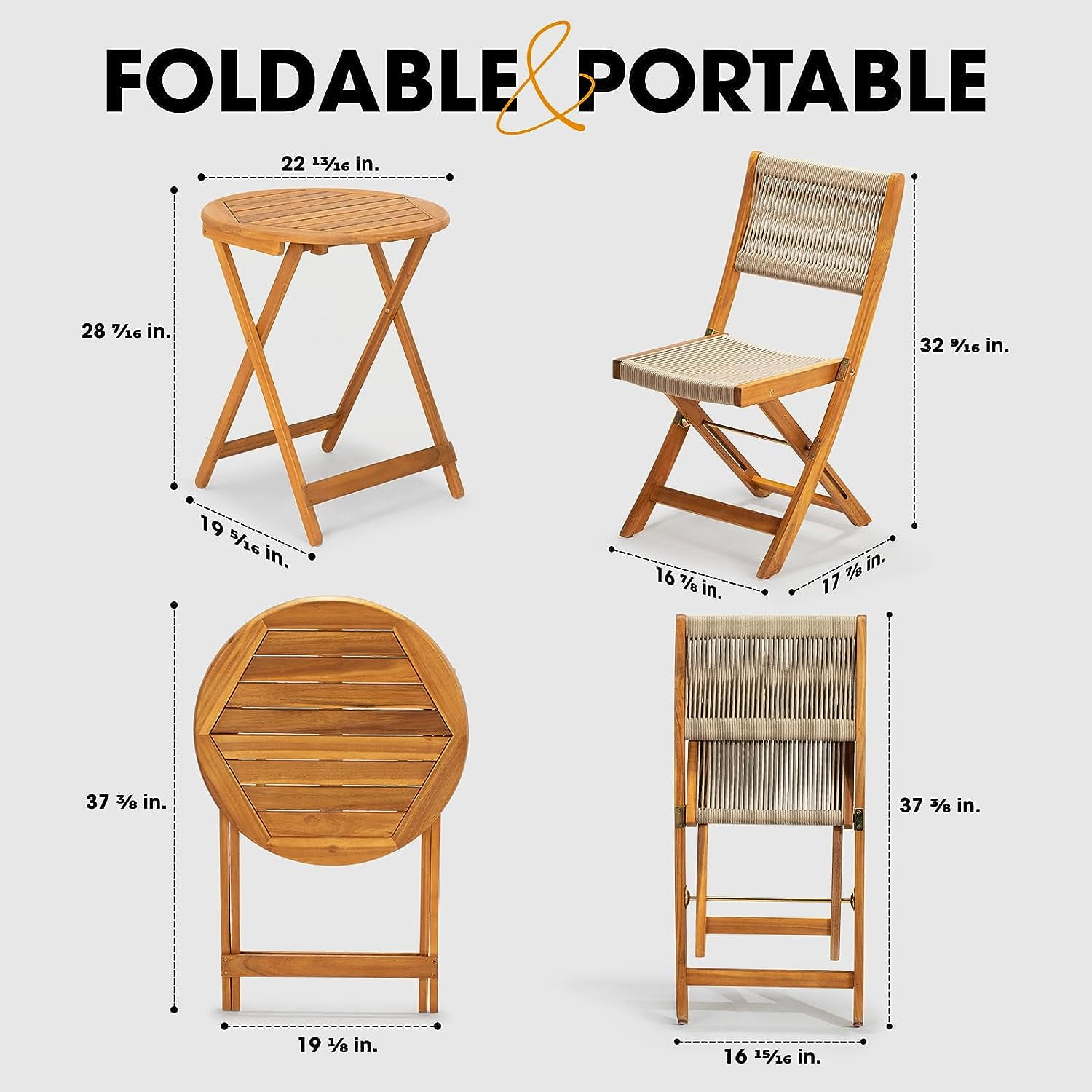 ꙳★*゜♻️ PATIO ꙳★*゜ ZXNYH Heavy Duty 400lbs Capacity Patio Bistro Set 3 Piece