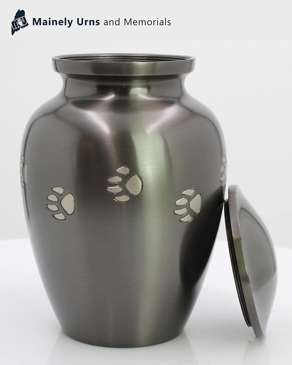 Dog Paw Prints Slate Pet Urn with Rainbow Bridge Presentation Bag with Optional Engraving - Cremation Urn for a Dog - Medium Size Urn for a Pet up to 60 Pounds