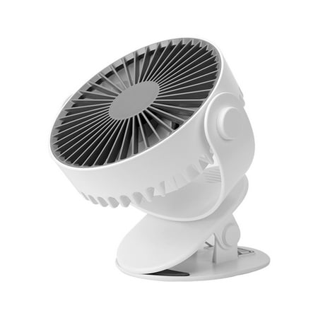 

Mini Mute Clip Fan Rechargeable Silent 4 Blades Baby Stroller Fans Portable Air Cooling 3 Speeds Desk Usb Fan With Usb Output White