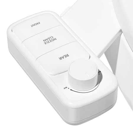 ROSYNEY Adjustable Water Pressure Bidet Attachment, Non-Electric Dual Nozzles(Front & Rear Wash), White