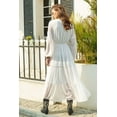 thumbnail image 2 of Long Sleeve Boho Dress with Tie Neck Dress (M, White), 2 of 5