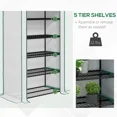 thumbnail image 6 of 5-Tier Movable Wire Shelf Greenhouse, Lengthened UV Resistant PE Cover Steel Frame Greenhouse with Roll-up Zipper Door,Plant Greenhouse for Indoor Outdoor Garden Backyard, 6 of 8