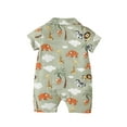 thumbnail image 2 of FOCUSNORM Bébé Garçons Filles Été Combinaison Casual Manches Courtes Bouton vers le Bas Revers Court, 2 of 8