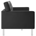thumbnail image 2 of Modway Loft Tufted Vegan Leather Upholstered Living Room Sofa in Silver Black, 2 of 8