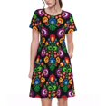 thumbnail image 1 of Easygdp Traditional Floral Polish para Vestido Transpirable de Mujer, Vestido Suelto de Manga Corta con Pliegues y Bolsillos para el Verano, 1 of 6