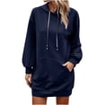 thumbnail image 2 of Qiopertar Chandails à Capuchon pour Femmes avec Poche Couleur Unie Printemps Manches Longues Robe Décontractée en Solde à Moins de 5$ en Solde, 2 of 5