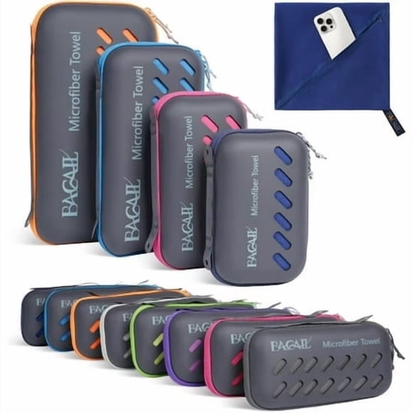 Bagail Serviette de Voyage en Microfibre Royal Blue 24 X 48 Pouces Super Absorbante Compacte et Légère Douce pour la Peau Séchage Rapide Étui Portable