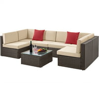 Deals on Topeakmart 7-Piece Outdoor Patio Rattan Furniture Set Sofa