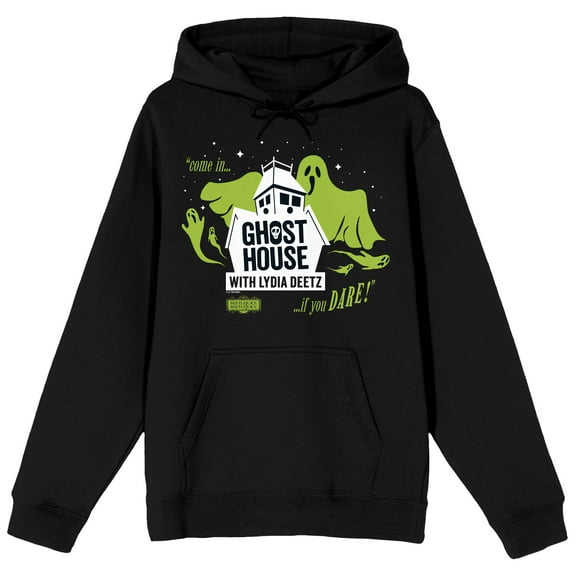Beetlejuice Beetlejuice Ghost House Adult Black Long Sleeve Hooded Sweatshirt-Medium
