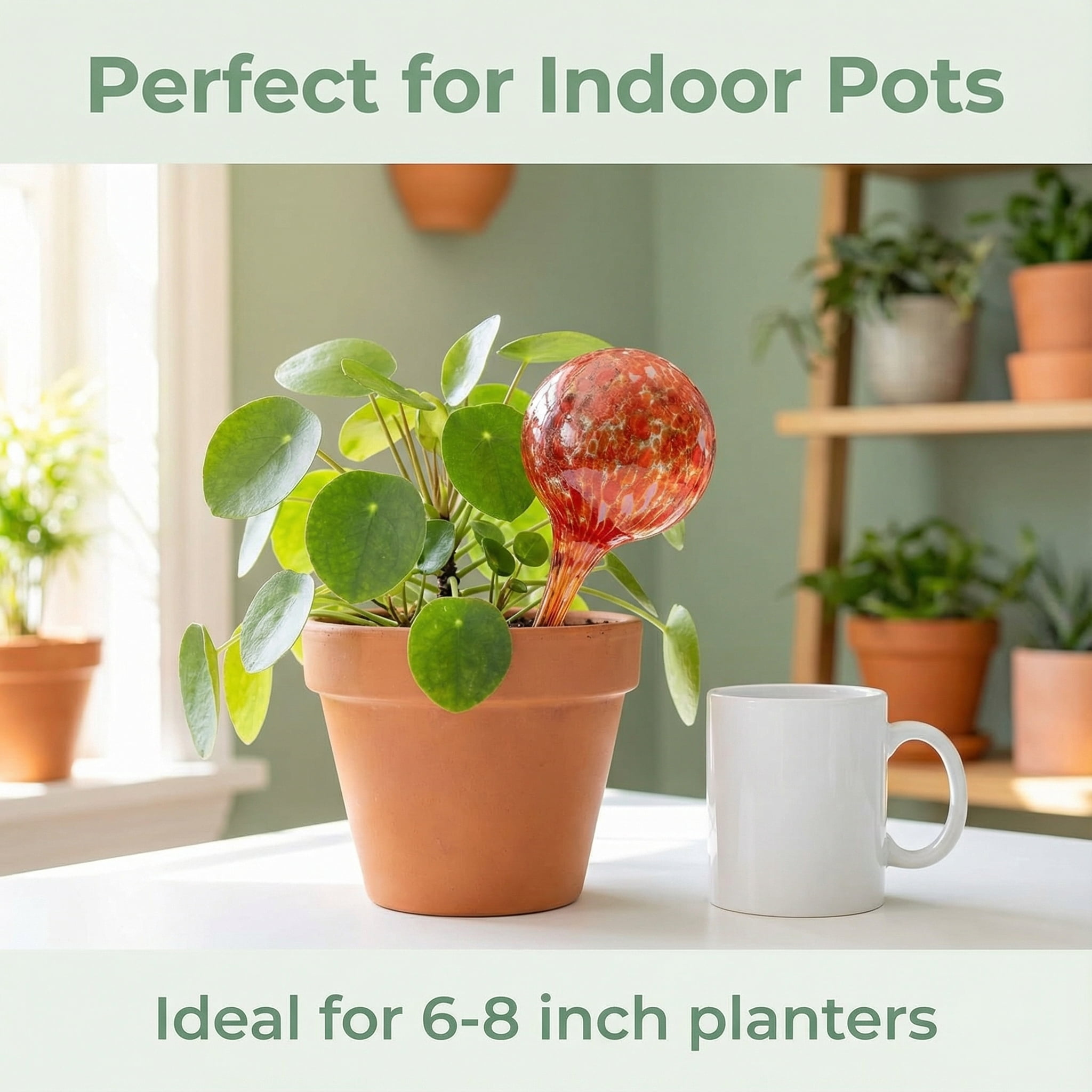6-Pack  Handmade Plant Watering Globes - Self Watering Bulbs for Indoor & Outdoor Plants - Hand-Blown & Colorful Water Globes - Aqua Globes for Plants - Glass - Measures 6" L x 2.5" D - 3.5 oz