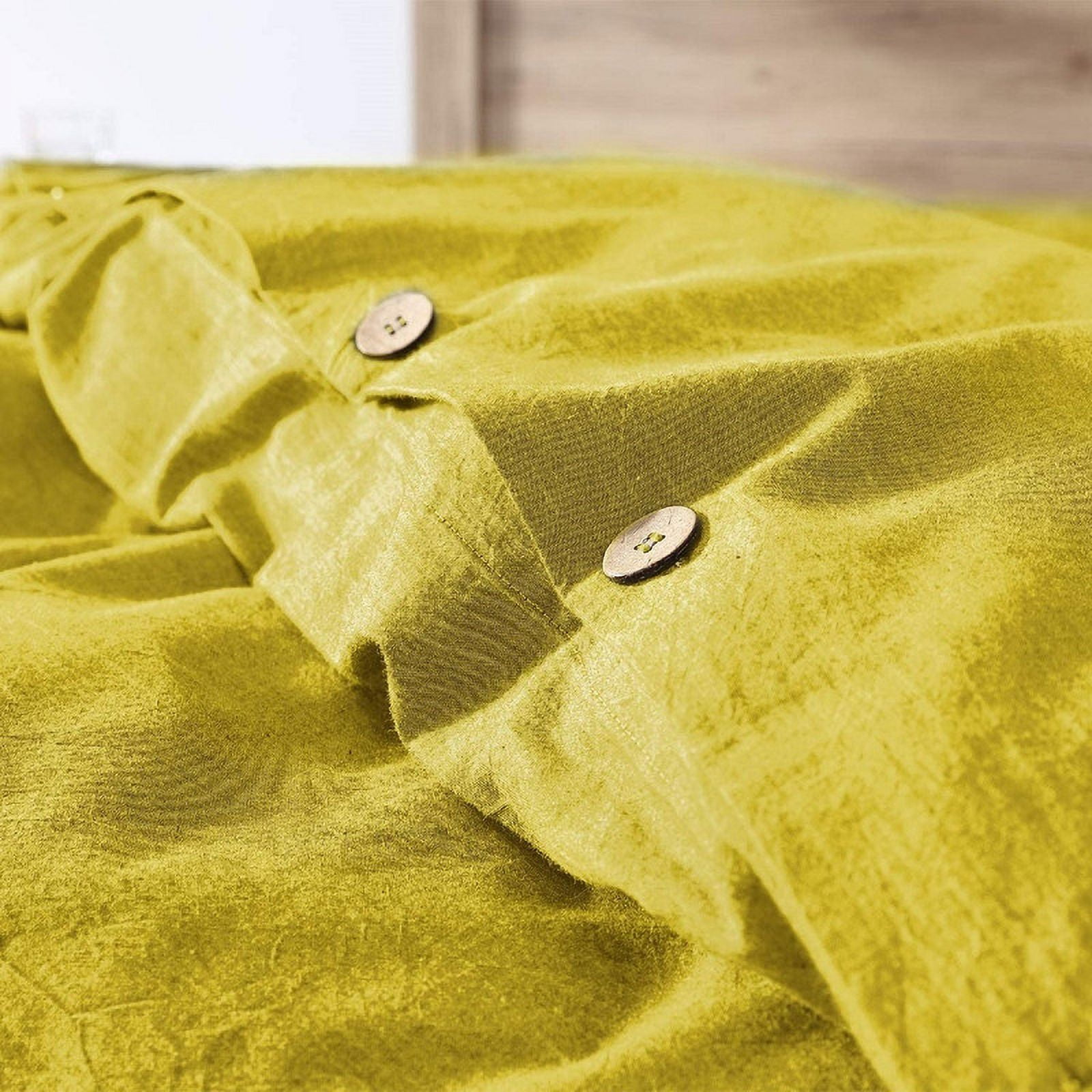 Pavish Export Cotton Duvet Cover Set With 2 Matching Pillow Cover Washed Mustard Duvet Cover With Button Closer.King