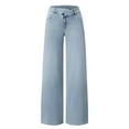 thumbnail image 5 of Women's High Waisted Wide Leg Jeans, Stretchy Denim Pants with Comfortable Baggy Fit, Fashion Casual Trouser for Everyday Wear and Versatile Outfit Combinations Light Blue XS, 5 of 5