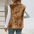 thumbnail image 4 of Gpaecead Women's Plush Sleeveless Zip Up Vest - Fleece Lined Warm Padded Gilet Brown, 4 of 8