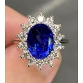 thumbnail image 2 of 6.2 Ctw Royal Lab Blue Sapphire Princess Diana Cocktail Engagement Oval Cut Ring, 2 of 2
