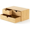 thumbnail image 5 of Wisuce Bamboo Desk Organizer - Mini Desktop Drawer Tabletop Storage Organization Box for Office Home Toiletries Supplies, No Assembly Required (3 Drawer), 5 of 12