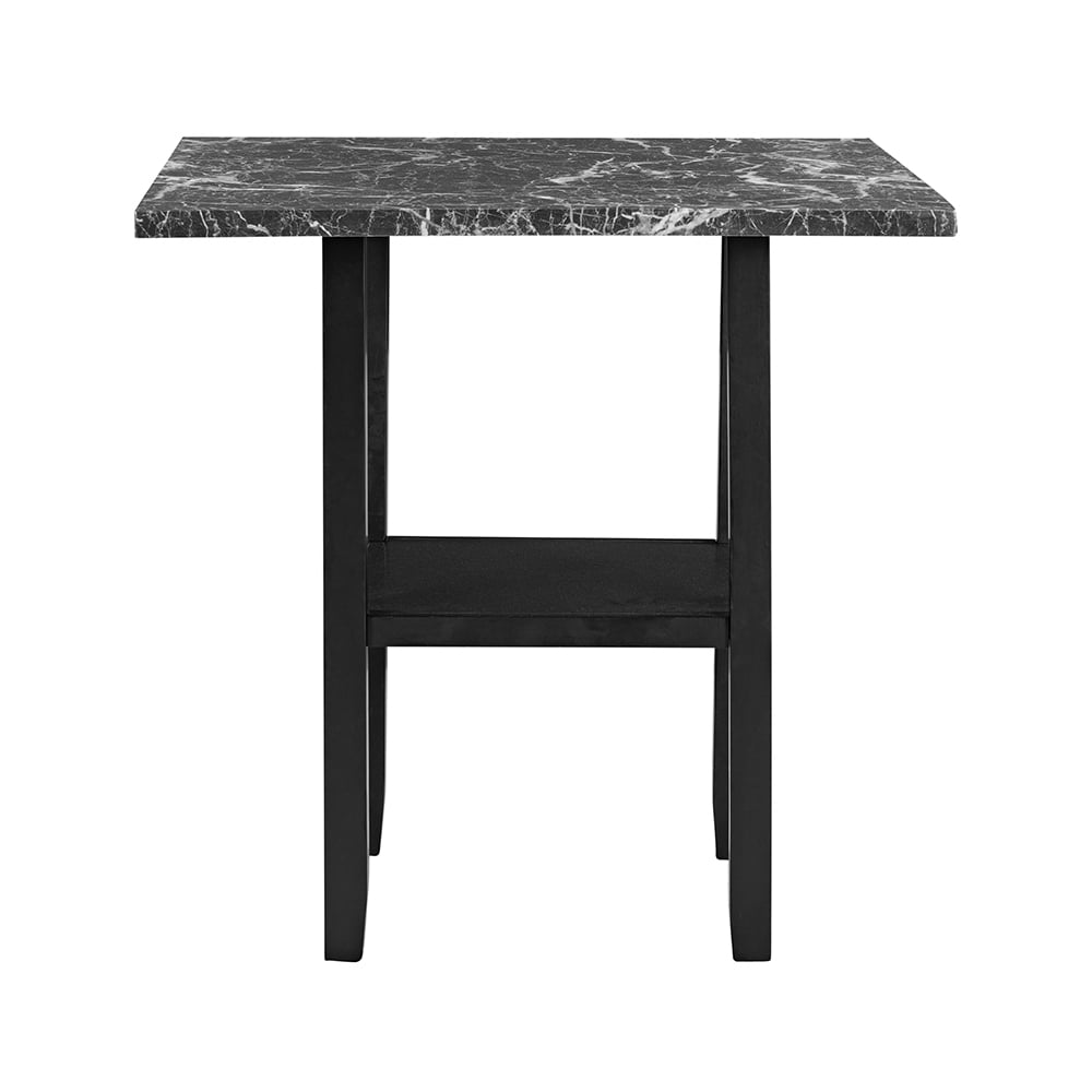 Kepooman 5-Piece Dining Set with Bottom Shelf, Black Chair + Black Table Kepooman 5-Piece Dining Set with Bottom Shelf, Black Chair + Black Table