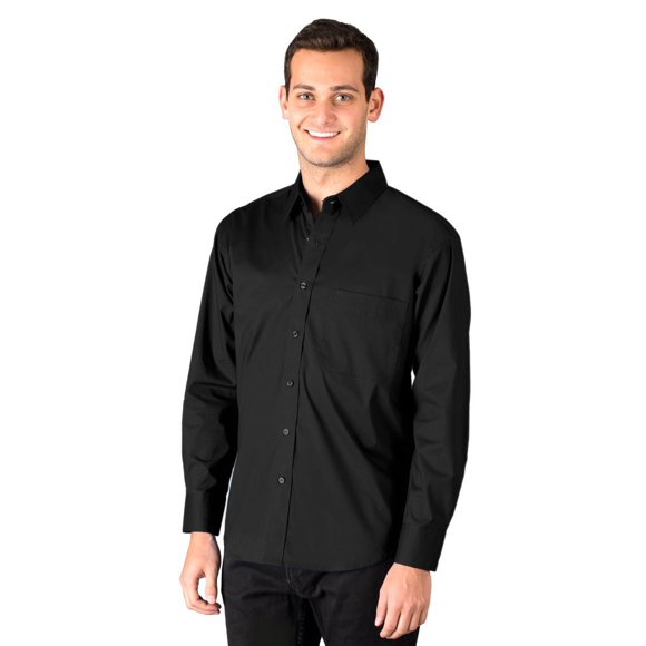 Blue Generation BG7268 Men's L/S Superblend Untucked Shirt (M, Black)