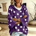 thumbnail image 6 of Domzest Womens Oversized Hooded Knit Sweater V Neck 3/4 Sleeve Drawstring Hoodies 2026 Fall Casual Lightweight Pullover Sweater Plus Size Dark Purple XL, 6 of 7