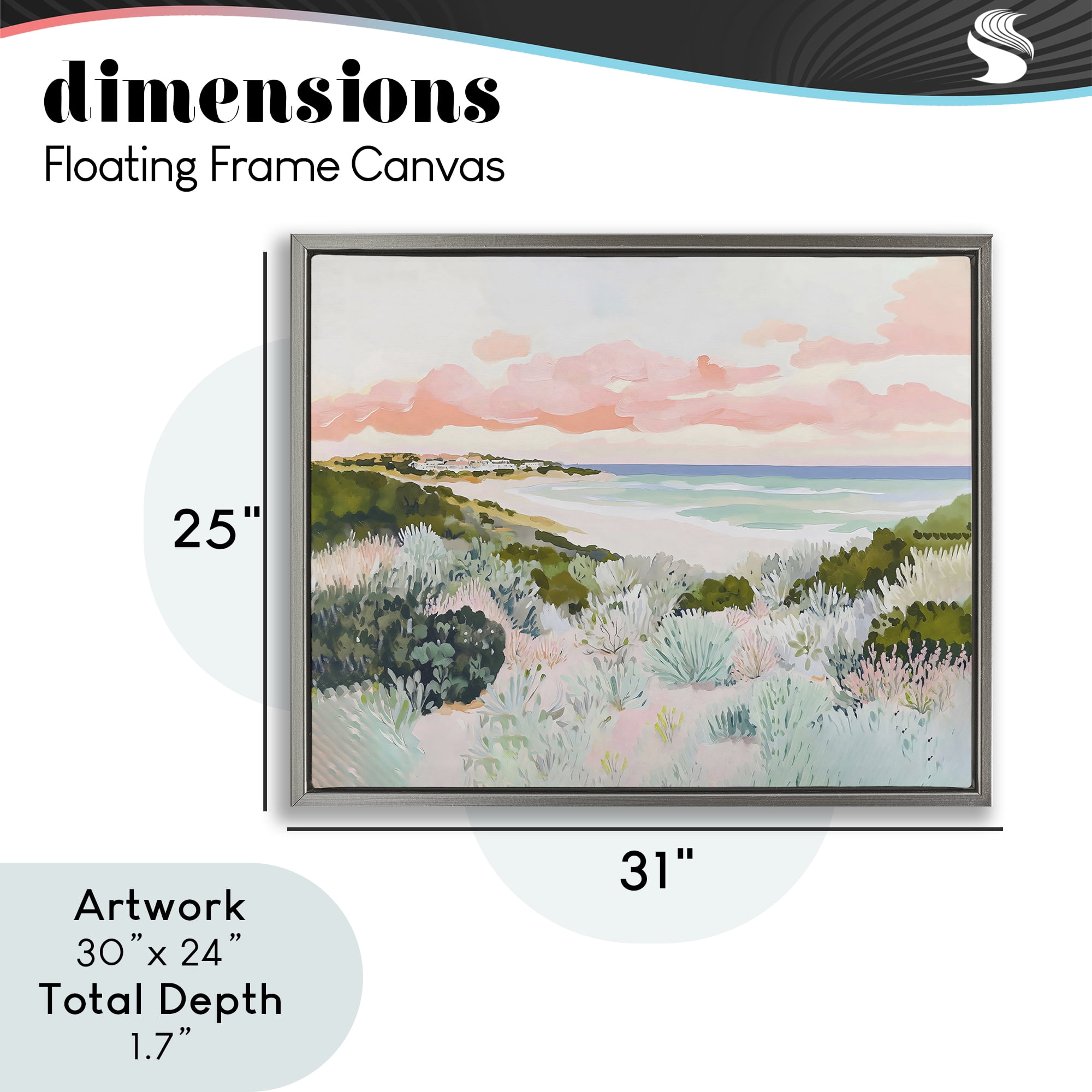 Stupell Industries Beach Grasses & Pastel Skies Gray Framed Floater Canvas Wall Art, design by The Prints Vibe