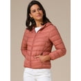 thumbnail image 2 of DARING DIVA Women's Hooded Packable Puffer Jacket L Grey Pink, 2 of 6