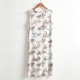 thumbnail image 6 of VBVC Women's Sleeveless Floral Print Midi Dress , Ladies' Crew Neck Casual Summer Tank Dress , Stretchy Daily Wear Dresses For Women,White,S-5XL, 6 of 6