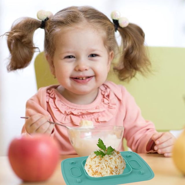 Placa De Succión De Silicona Para Bebé, Mantel Individual Dividido Con Alimentación Automática, Seguro Para Reducir Derrames Con 4 Correas De Juguete Para Niños