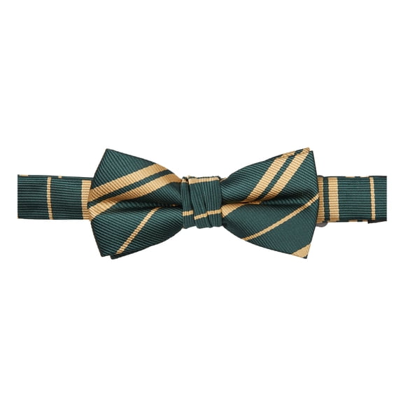Jacob Alexander Boys' Woven Double Stripe Pre-Tied Adjustable Banded Bow Tie - Hunter Green Gold