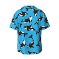 thumbnail image 6 of PAYOHTO Killer Whale on Blue Mens Hawaiian Casual Short-sleeved Shirt Tropical Summer Beach Button Down Shirts, 6 of 7