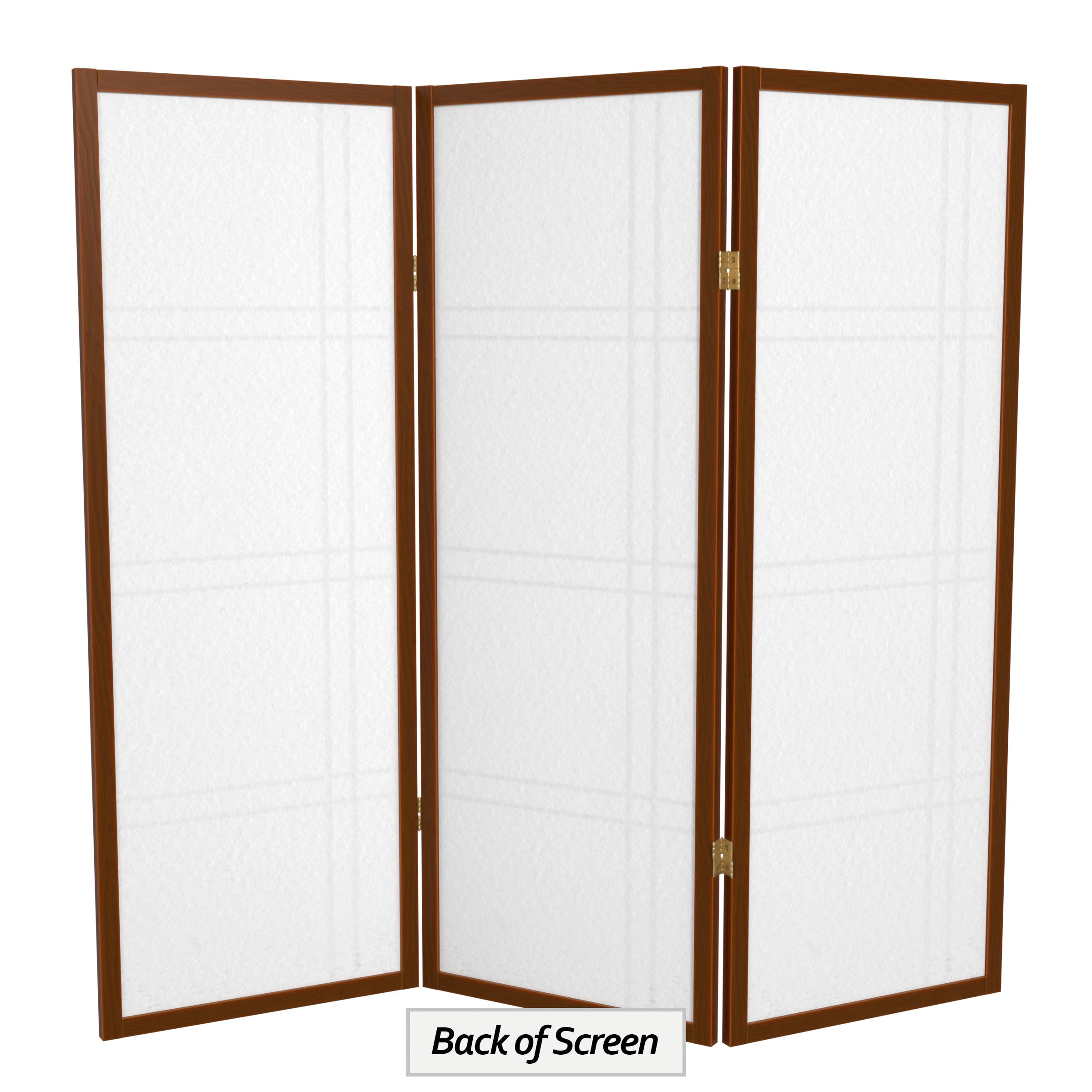 4 ft. Tall Japanese Design Double Cross Lattice Screen - Walnut - 3 Panels