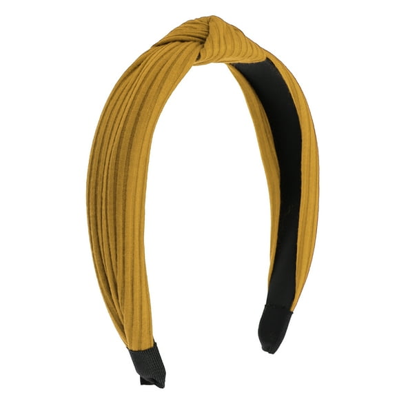 Unique Bargains Textured Cotton Knot Headband Soft Hairband for Women 1.3 Inch Wide Yellow