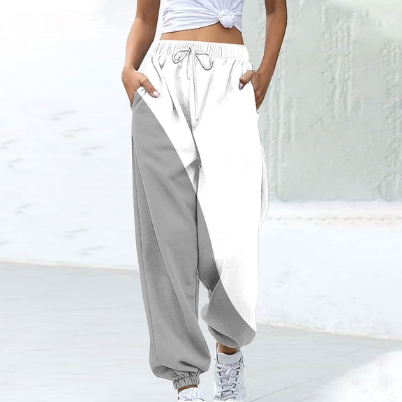 AUNVITO Women's Printed Loose Fit Joggers Drawstring Cuff Casual Sweatpants with Stylish Design