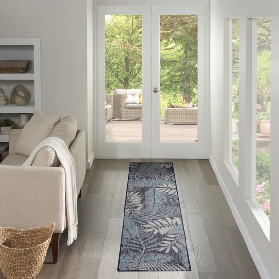 Nourison Garden Oasis 2' x 8' Navy Outdoor Rug