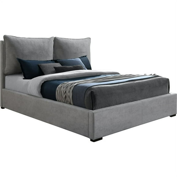 Meridian Furniture Misha Light Gray Fabric Queen Bed