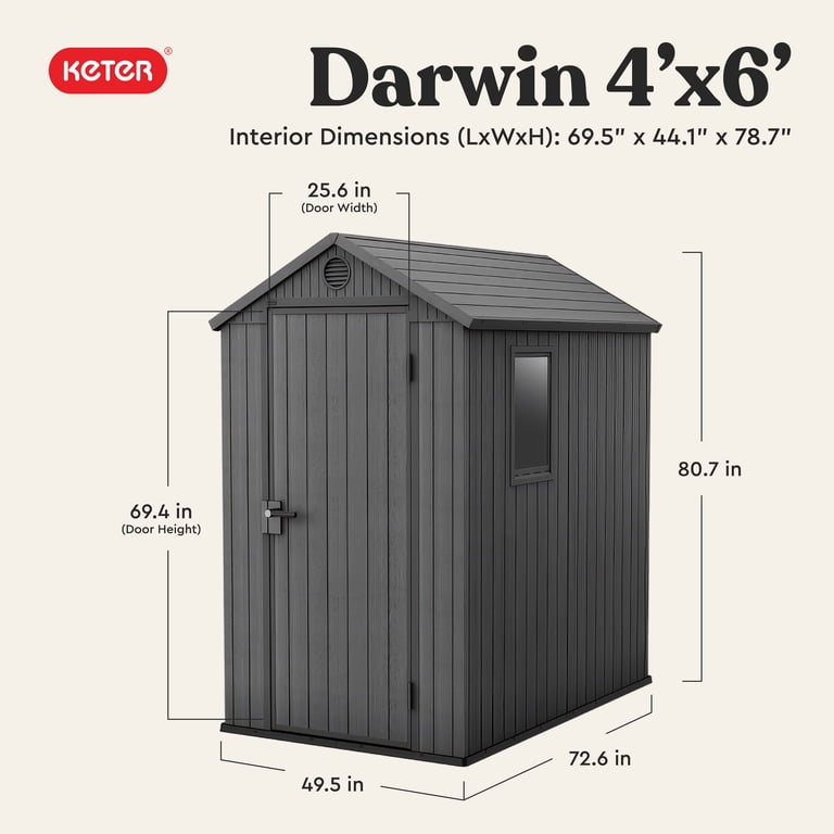 Keter Darwin Maintenance-Free Composite Outdoor Storage Shed, 81